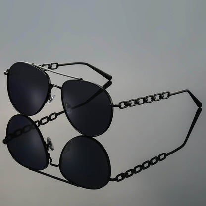 Sienna Aviator Sunglasses | Chain Detail Temples Gradient Lenses Sunglasses
