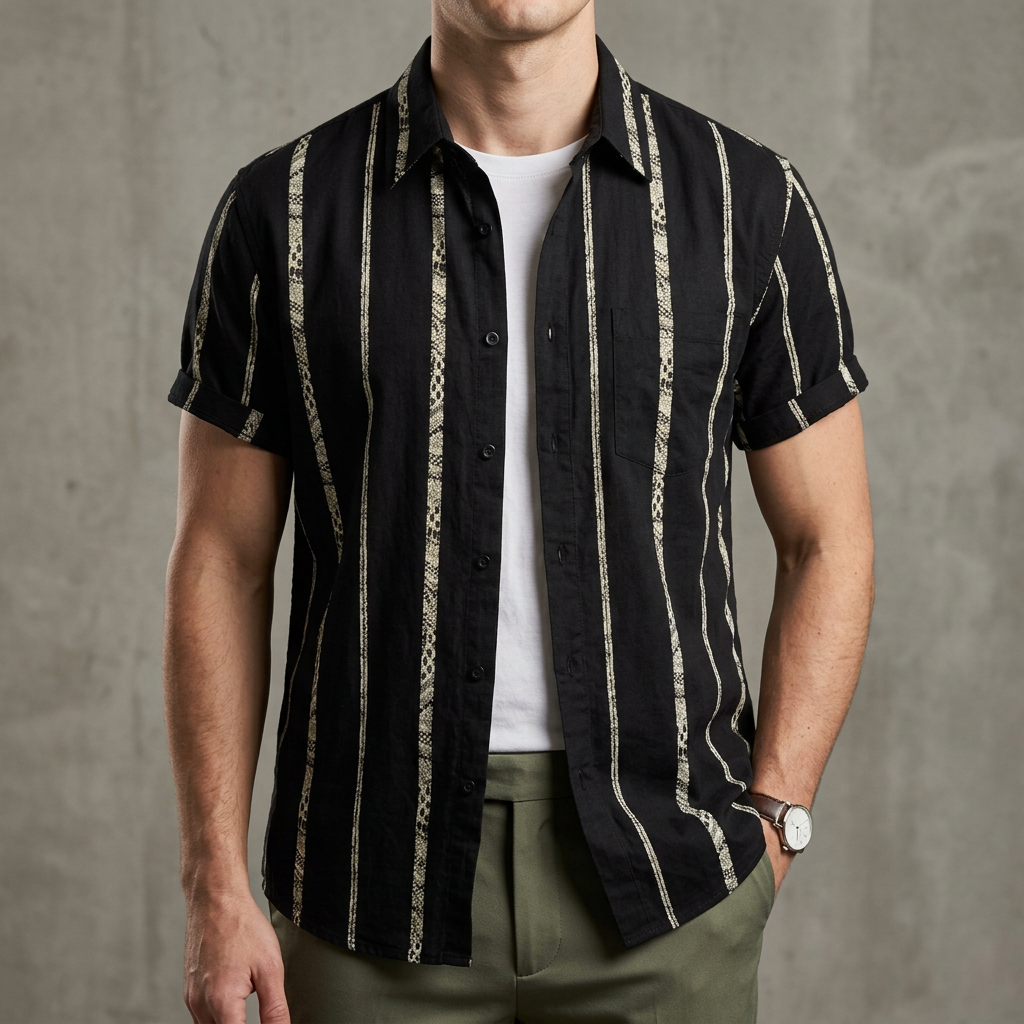 Joshua Relaxed Fit Button-Up Shirt | Striped Casual Shirt