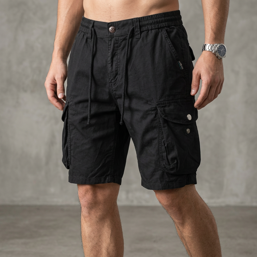 Theodore Relaxed Fit Cargo Shorts | Elastic Waist Drawstring Waist Cargo Shorts