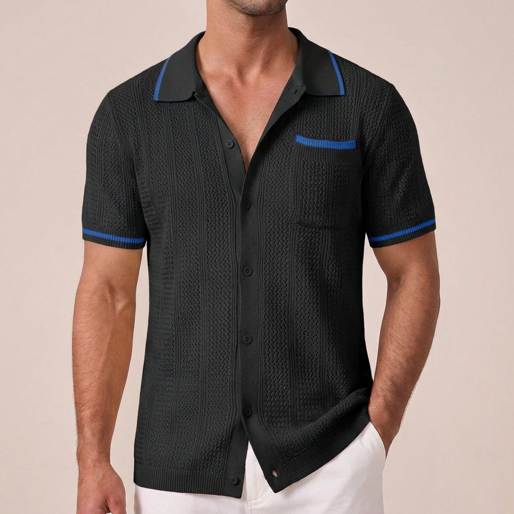 Freddie Relaxed Knit Polo Shirt | Striped Button Front Shirt