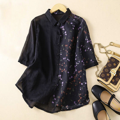 Sienna Relaxed Fit Blouse | Leaf Print Button Front Blouse