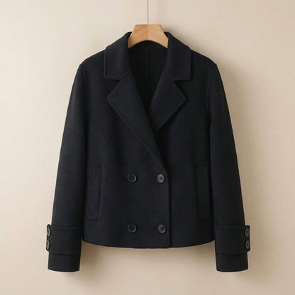 Viola Relaxed Fit Cropped Coat | Double-Breasted Short Coat