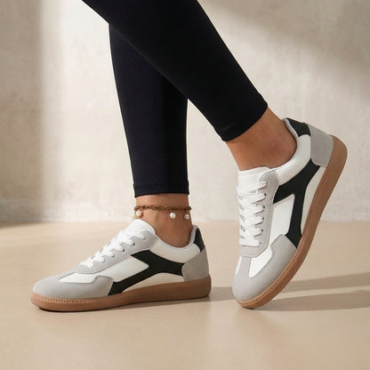 Isla Color Block Ankle-Length Sneakers | Lace-Up Round Toe Sneakers