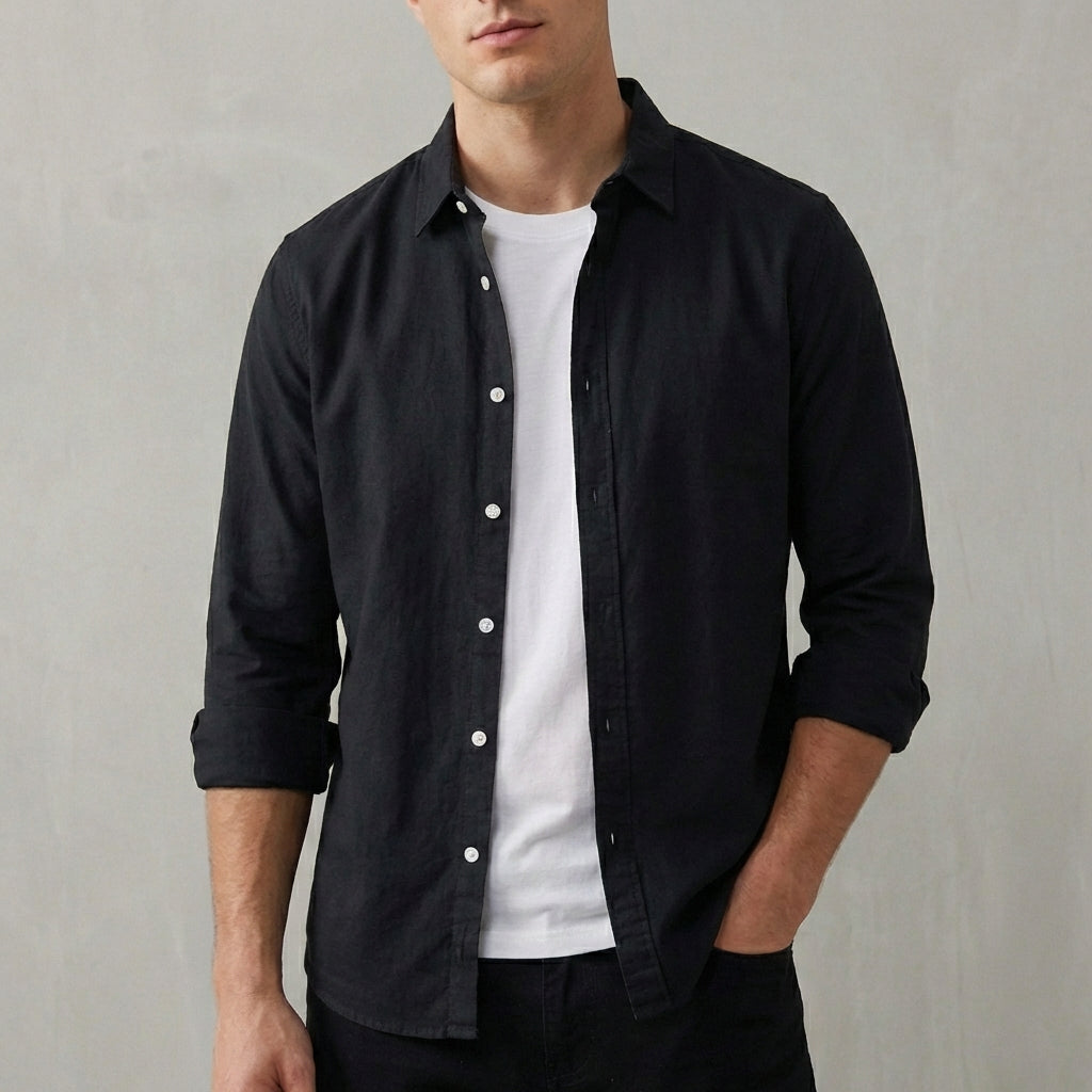 Joshua Relaxed Fit Button-Up Shirt | Collared Long Sleeve Shirt