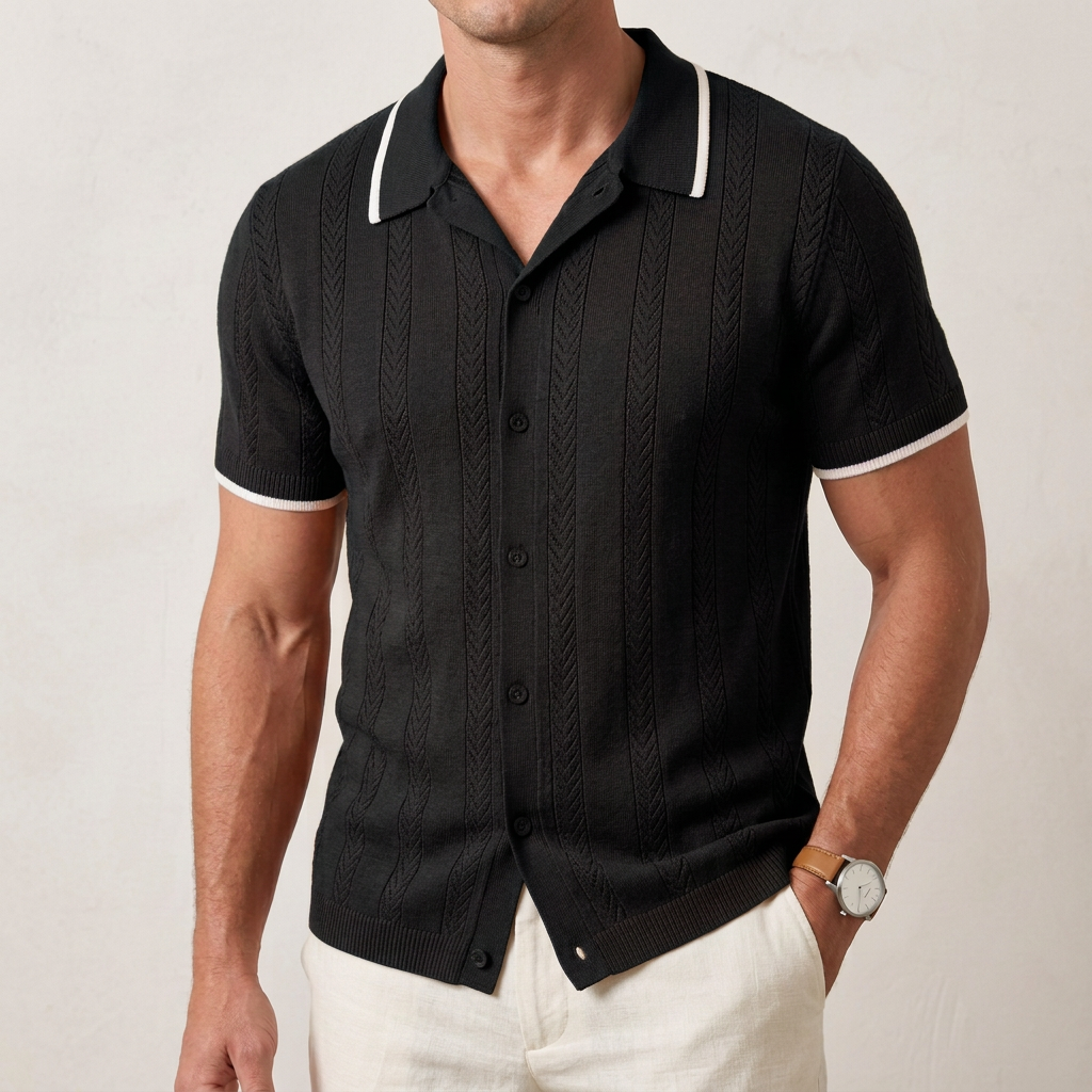 Harry Regular Fit Knit Cardigan | Textured Button Front Knit Cardigan