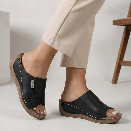 Liora Orthopedic Open-Toe Comfort Sandals | Supportive Slip-On Wedge Sandals