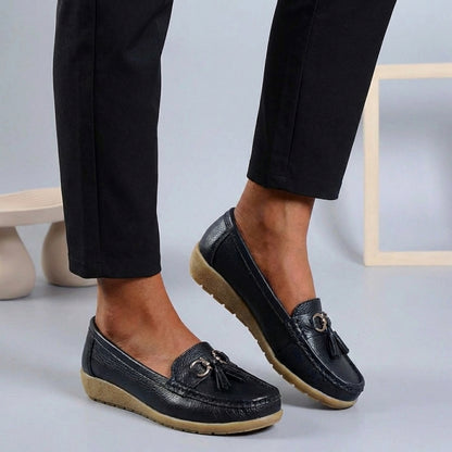 Isla Slip-On | Tassel Accents Stitched Trim Moccasins