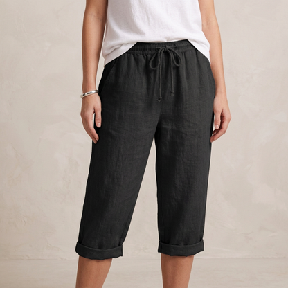 Isla Loose Fit Capri Pants | Drawstring Waist Pockets Capri Pants