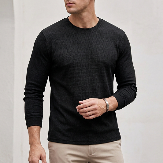 Rocco Ribbed Crewneck Knit Shirt | Regular Fit Solid Knit Shirt
