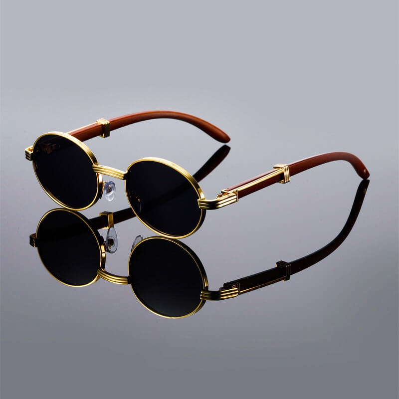 Metal Oval Sunglasses | Retro Style Reflective Lenses Sunglasses