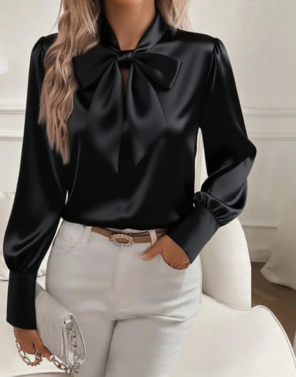 Qendressa Blouse | Women's Autumn Puff Sleeve Bow Collar Blouse