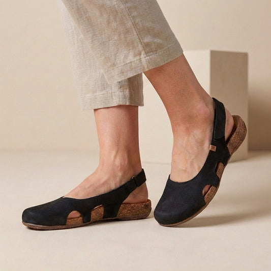 Sophie Orthopedic Closed-Toe Sandals | Ankle Strap Cork-Look Sandals