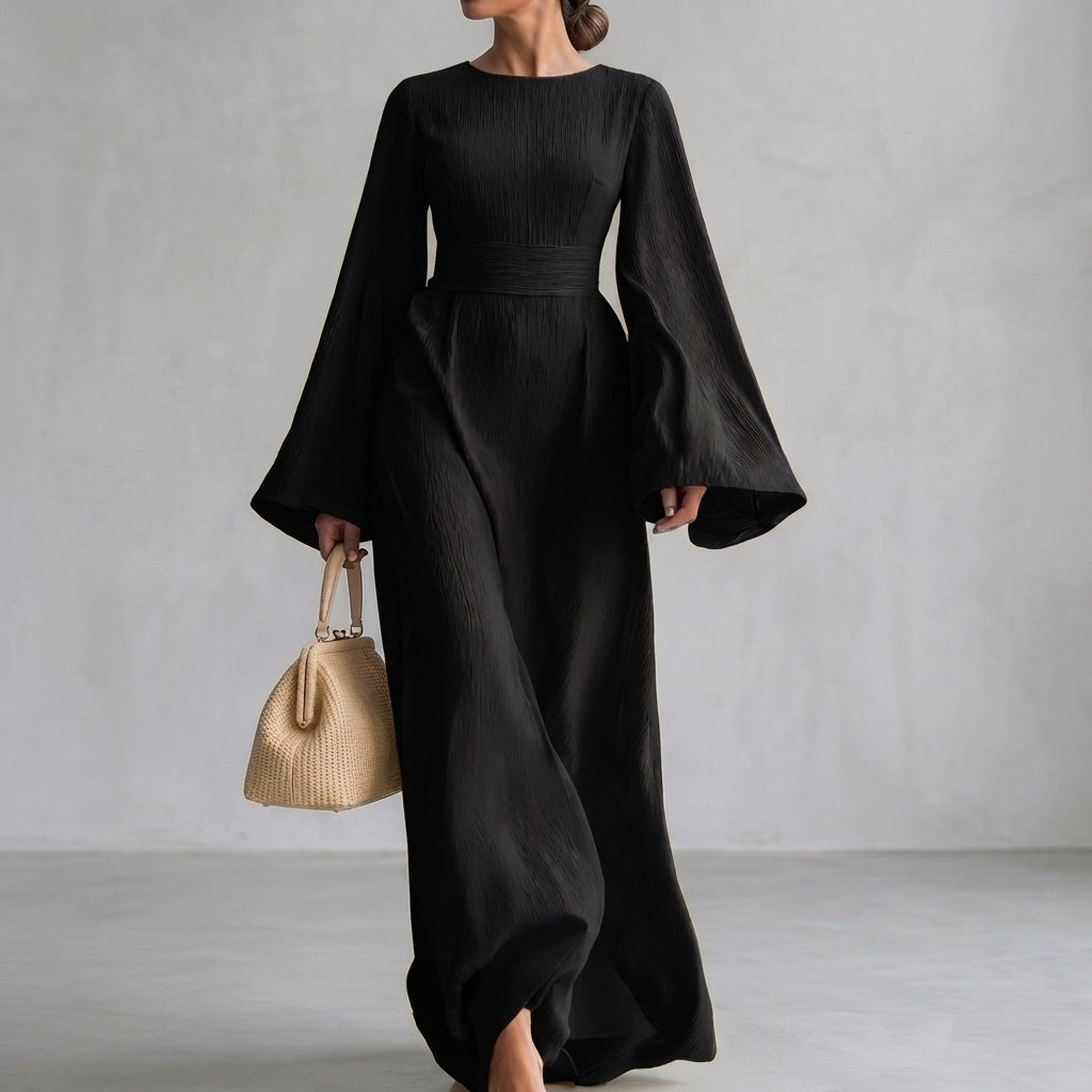 Isabella Flowy Maxi Dress | Square Neck Bell Sleeve Dress