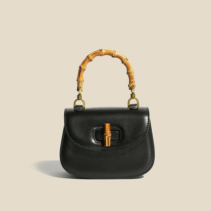 Francesca Top Handle Bag | Bamboo Handle Flap Closure Bag
