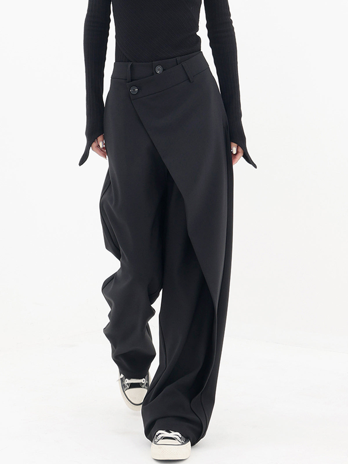 Blanch Pants | Women's Wide-Leg Trousers with Asymmetric Buttons