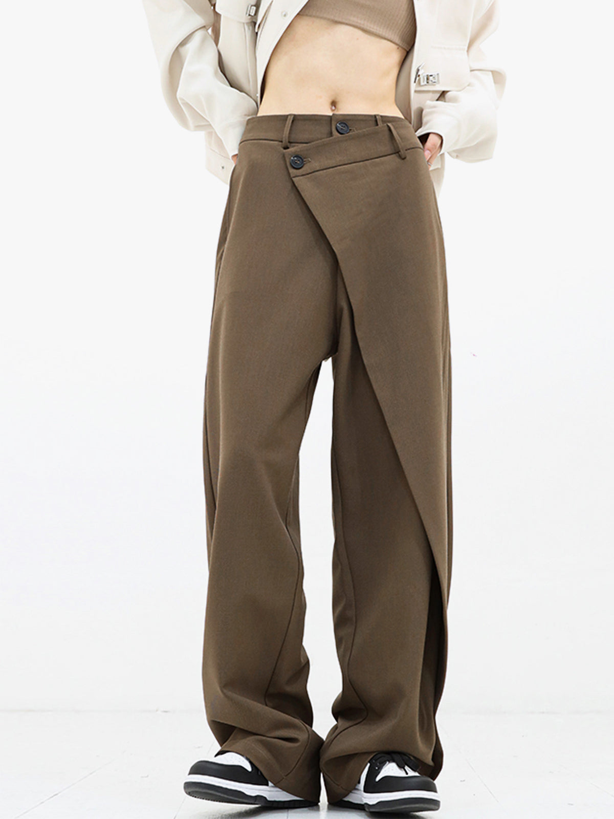 Blanch Pants | Women's Wide-Leg Trousers with Asymmetric Buttons