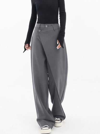 Blanch Pants | Women's Wide-Leg Trousers with Asymmetric Buttons