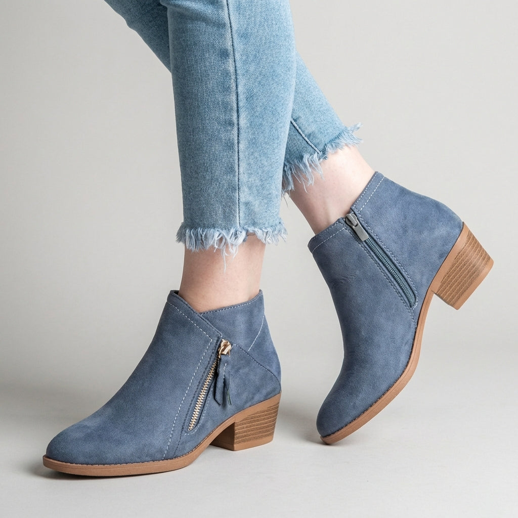 Amelia Leather Orthopedic Ankle Boots | Casual Block Heel Boots