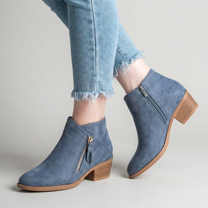 Amelia Leather Orthopedic Ankle Boots | Casual Block Heel Boots