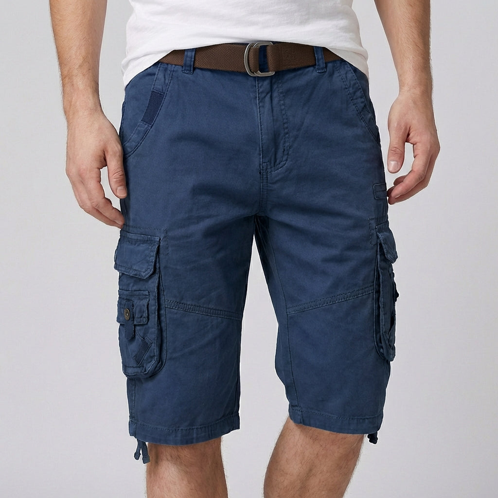 Theodore Relaxed Fit Cargo Shorts | Cargo Pockets Belted Cargo Shorts