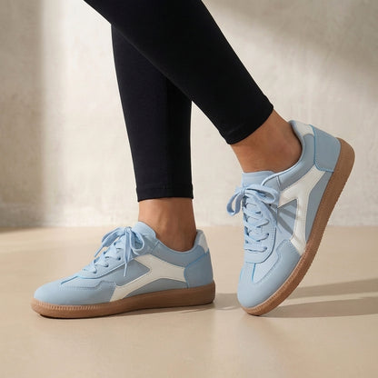 Isla Color Block Ankle-Length Sneakers | Lace-Up Round Toe Sneakers