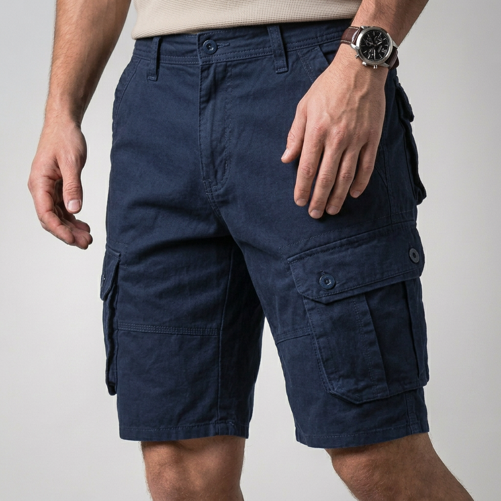 Theodore Relaxed Fit Cargo Shorts | Cargo Pockets Knee-Length Shorts