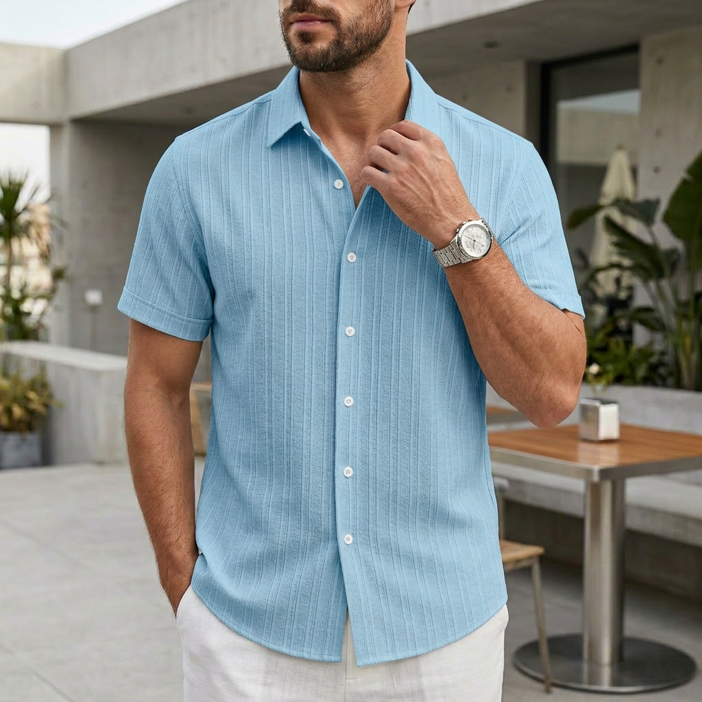 Oscar Relaxed Fit Button-Up Shirt | Collared Short Sleeve Shirt