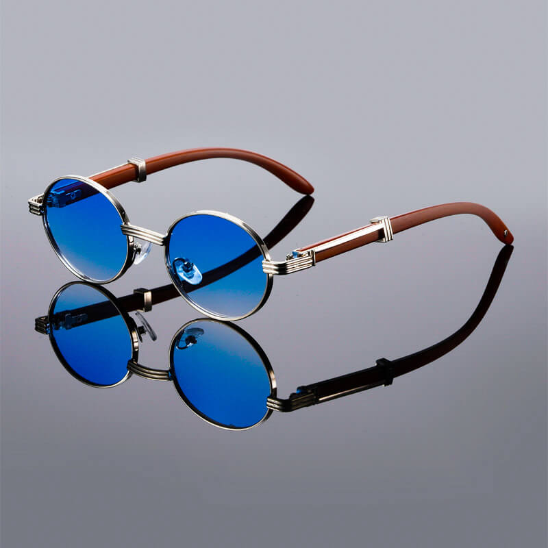 Metal Oval Sunglasses | Retro Style Reflective Lenses Sunglasses