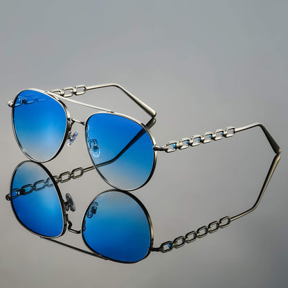 Sienna Aviator Sunglasses | Chain Detail Temples Gradient Lenses Sunglasses