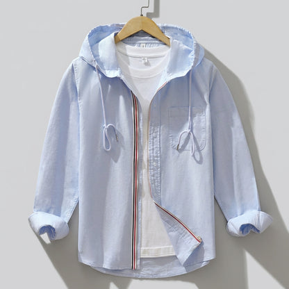 Harry Relaxed Fit Hooded Shirt | Zipper Closure Hip-Length Shirt