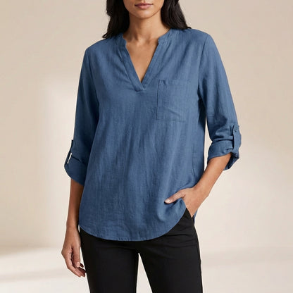 Isla Relaxed Fit Blouse | V-Neck 3/4 Sleeve Blouse