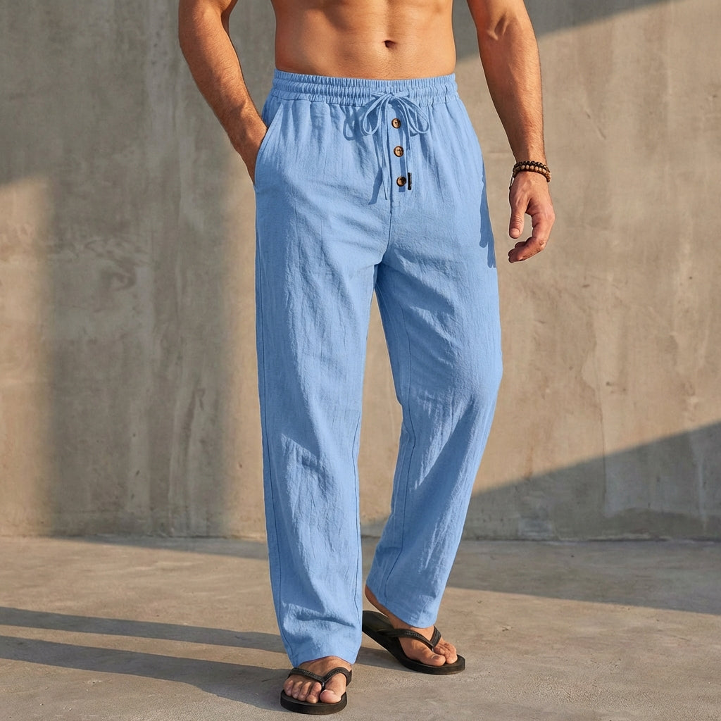 Arthur Relaxed Fit Trousers | Textured Drawstring Waist Trousers