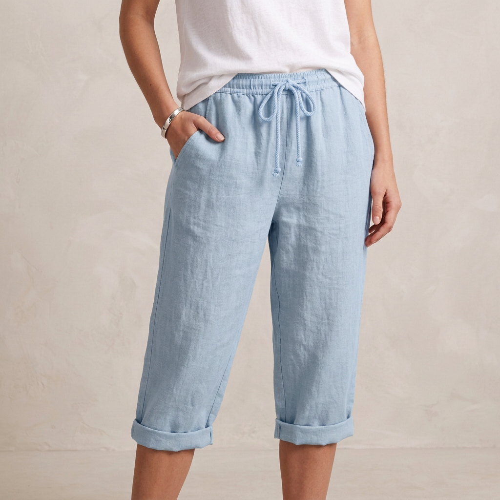 Isla Loose Fit Capri Pants | Drawstring Waist Pockets Capri Pants