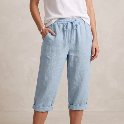 Isla Loose Fit Capri Pants | Drawstring Waist Pockets Capri Pants