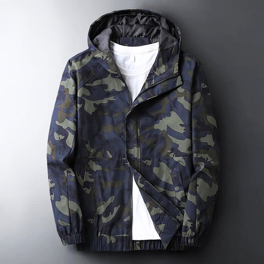 Harrison Camouflage Hooded Jacket | Relaxed Fit Zip Front Jacket