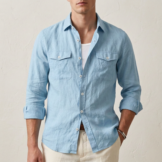 Leo Relaxed Fit Button-Down Shirt | Solid Long Sleeve Shirt
