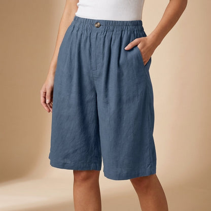 Amelia Relaxed Fit Shorts | Elastic Waist Pockets Shorts