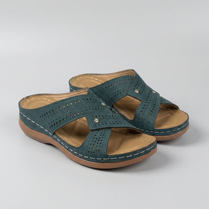 Isla Orthopedic Slip-On Wedge Sandals | Criss-Cross Straps Sandals
