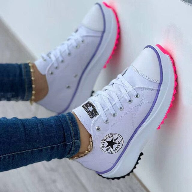 Isabella Cotton Chunky Sole Sneakers | Platform Lace-Up Sneakers