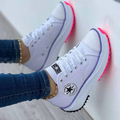 Isabella Cotton Chunky Sole Sneakers | Platform Lace-Up Sneakers