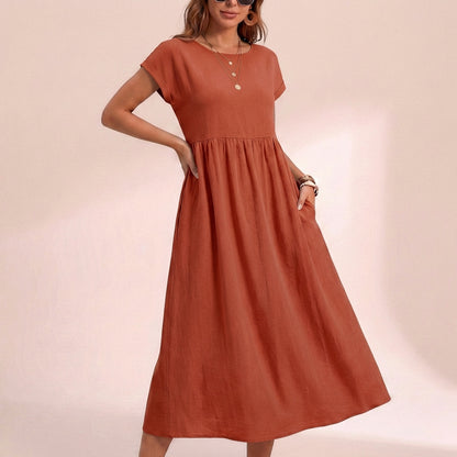Isla Relaxed Fit Midi Dress | Boat Neck Pockets Dress