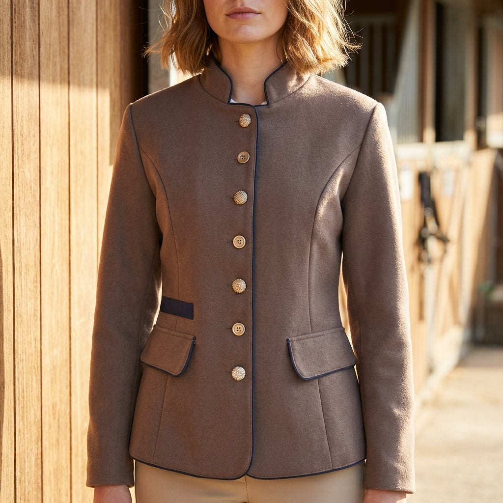 Chloe Fitted Blazer | Stand Collar Button-Front Tailored Jacket