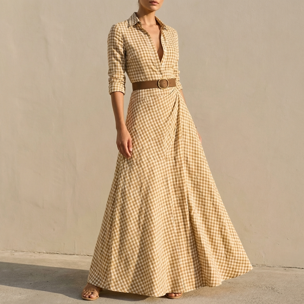 Isla Wrap Maxi Dress | Collared V-Neck Belted Maxi Dress