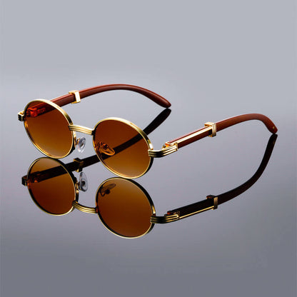 Metal Oval Sunglasses | Retro Style Reflective Lenses Sunglasses
