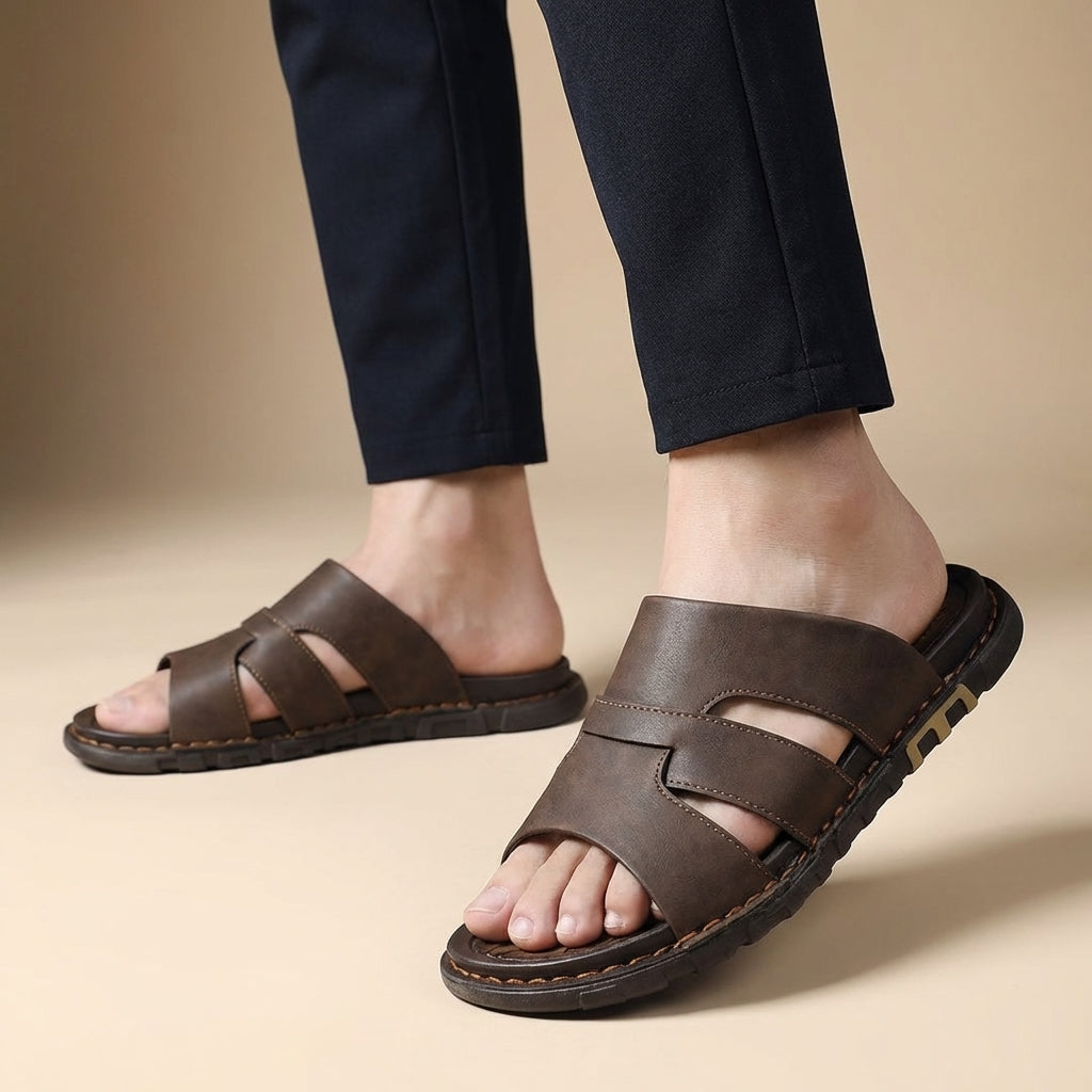 Joshua Orthopedic Slip-On Slide Sandals | Stitched Cut-Out Sandals