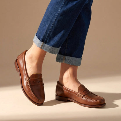 Isla Round Toe Penny Loafers | Slip-On Flat Heel Loafers