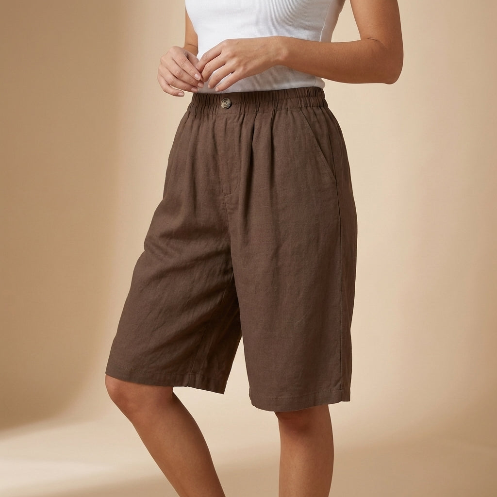 Amelia Relaxed Fit Shorts | Elastic Waist Pockets Shorts