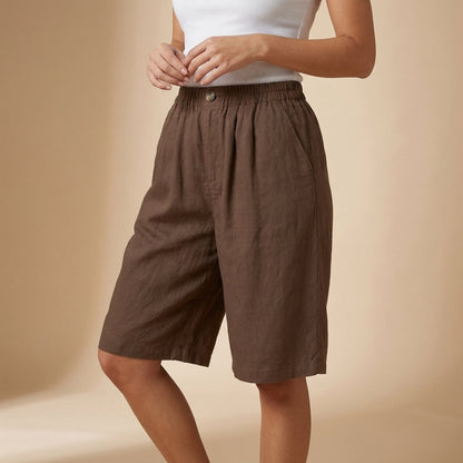Amelia Relaxed Fit Shorts | Elastic Waist Pockets Shorts
