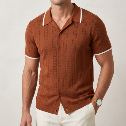 Harry Regular Fit Knit Cardigan | Textured Button Front Knit Cardigan