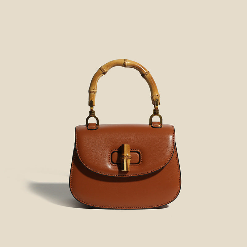 Francesca Top Handle Bag | Bamboo Handle Flap Closure Bag